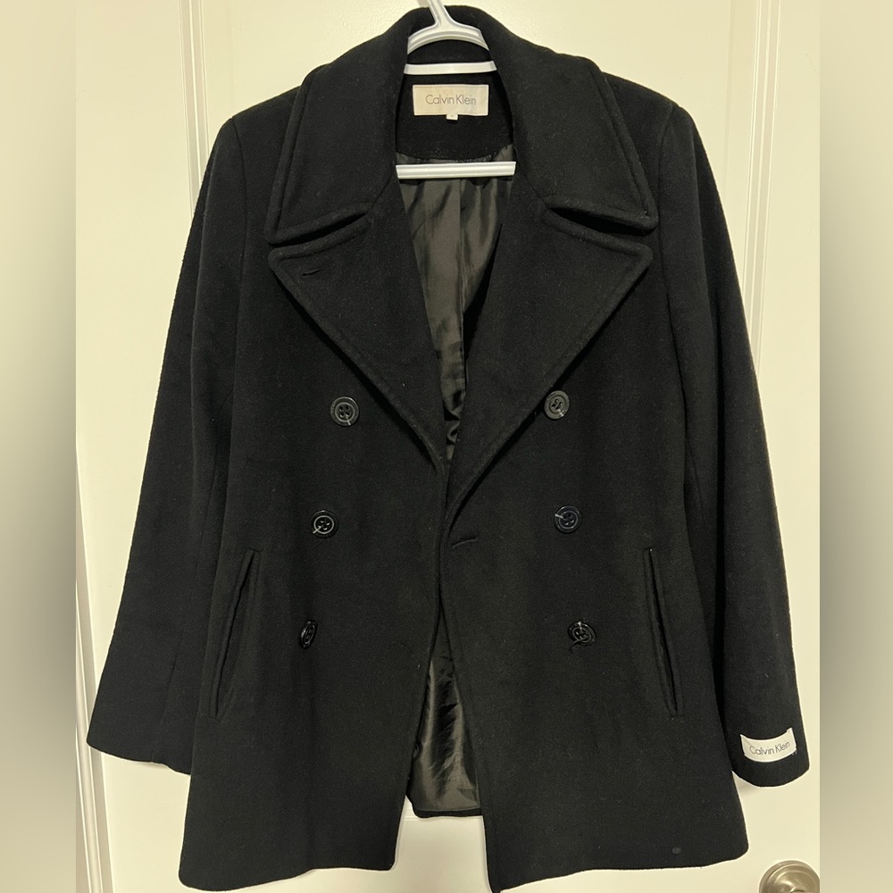 Calvin Klein Black Buttoned Coat